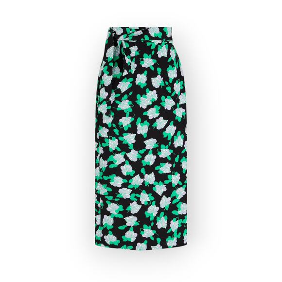 Sz12 DVF DianeVonFurstenberg Elma Floral Cady Midi Wrap Skirt Green - Picture 4 of 16